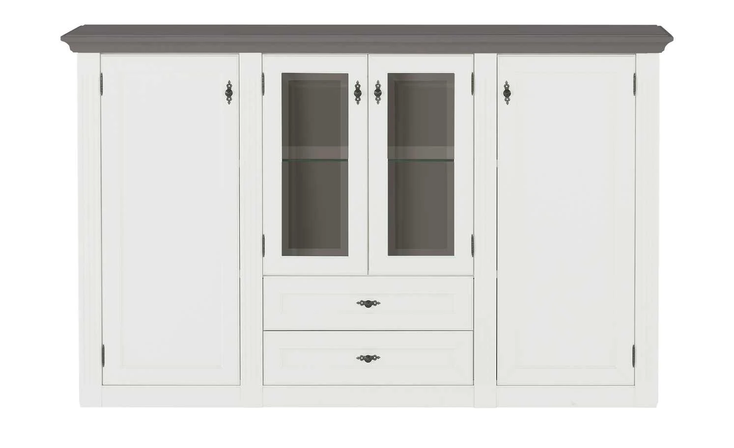 maison bleue Highboard Petit Chalet | Weiß / Graphitgrau mit Glasboden 17 maison bleue Highboard Petit Chalet | Weiß / Graphitgrau mit Glasboden – Bild 17