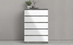 Kommode mit 5 Schüben Nardo | Beton (Nachbildung) / Weiß 111,3|cm
