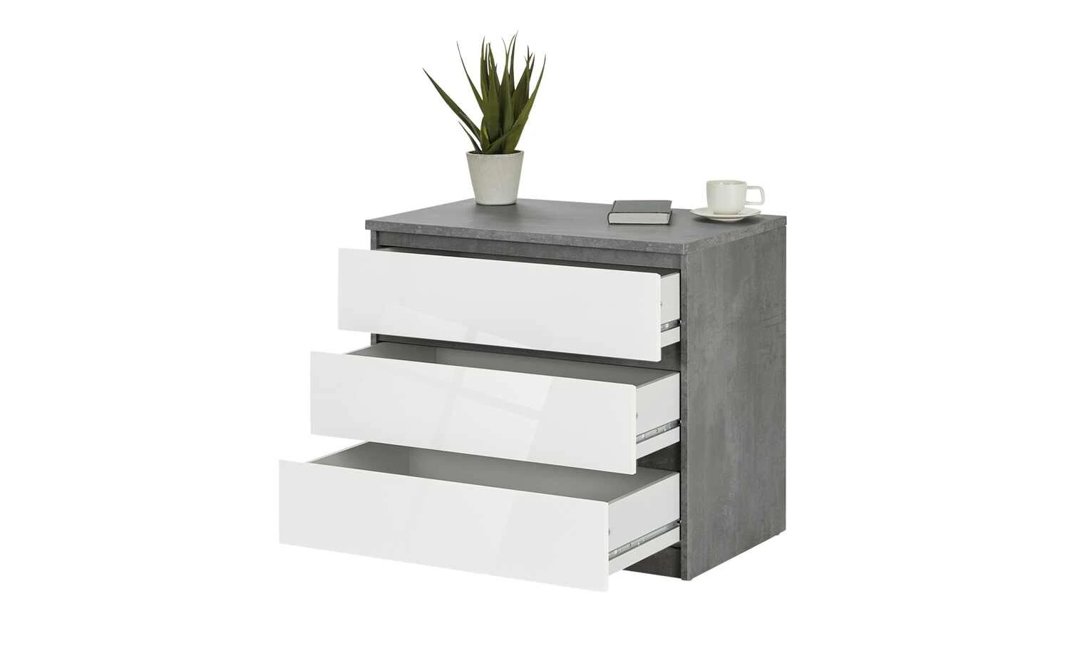 Kommode mit 3 Schüben Nardo | Beton (Nachbildung) / Weiß 70,1|cm 4 Kommode mit 3 Schüben Nardo | Beton (Nachbildung) / Weiß 70,1|cm – Bild 4