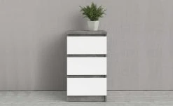 Kommode mit 3 Schüben Nardo | 70,1|cm Beton (Nachbildung) / Weiß