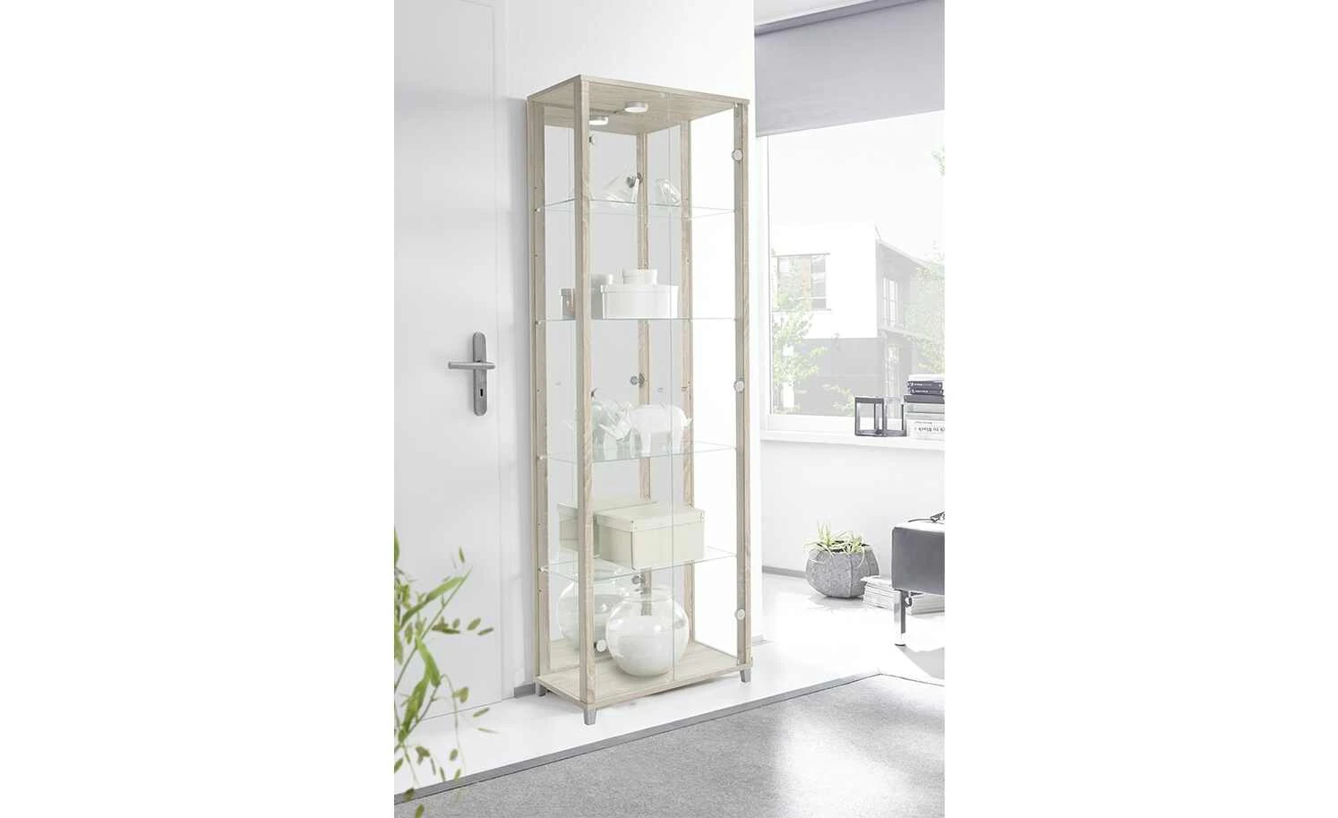 Vitrine Cristal | 2|Stück Eiche sägerau (Nachbildung) 1 Vitrine Cristal | 2|Stück Eiche sägerau (Nachbildung)